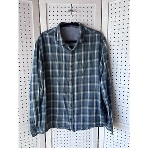 Toad & Co Men's Lg Mixologist Long SLV Plaid Button Down Shirt Org Ctn Blue